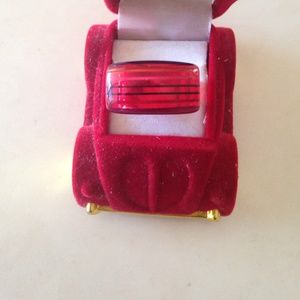 COPY - Vintage Striped Lucite Rainbow Plastic Retro Ring